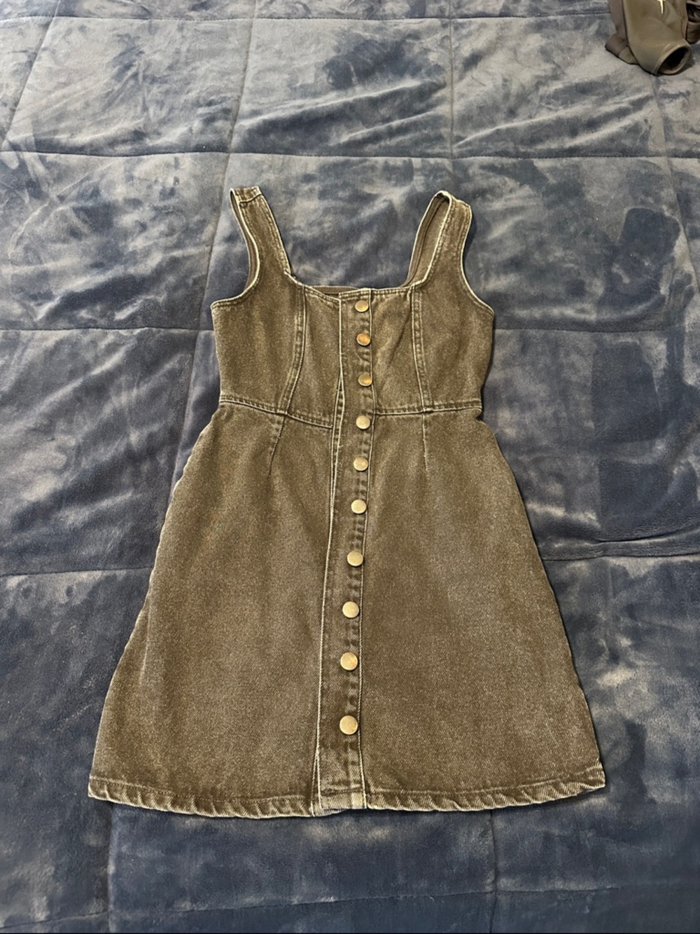 Urban Outfitters Washed Black Button-Front Mini Dress